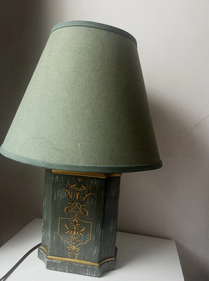 Antique Style French Lamp Green And Gold - Image 1 of 1