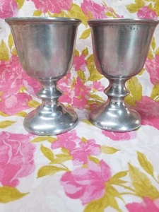 Pair 2 Wilton Pewter Plough Tavern Water Wine Goblet - Picture 1 of 8