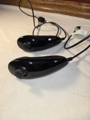 2 PACK For Wii & Wii U Console Nunchuck Wii Nunchuk Game Controller Remote Black - Image 1 of 3