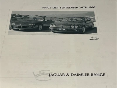 Jaguar Daimler Car Range September 1997 Models Sales Price List Brochure - Image 1 of 3