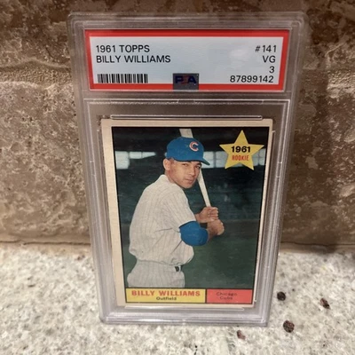 Tarjeta de béisbol 1961 Topps Billy Williams 141 PSA 3 en muy buena condición novato radiocontrol Chicago Cubs patio Foto 1 de 2
