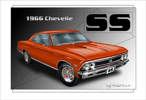 1966 Chevelle Hardtop Muscle Car Art Print - 8 colors - Picture 1 of 9