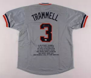 Alan Trammell Signed Detroit Tigers Career Highlight Stat Jersey (JSA COA) - Picture 1 of 6
