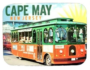 Cape May New Jersey with Trolley Photo Fridge Magnet - Picture 1 of 1
