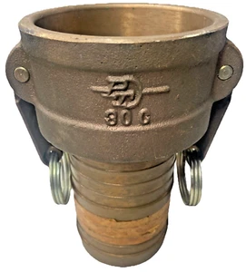 Brass PT 3” Female Camlock w/ Seal Hose Coupling Barb Shank 30C USA Trash Pump - Picture 1 of 6