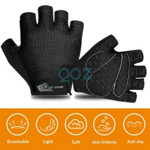 Half Finger Sports Gloves Bicycle Bike Anti-Slip Cycling Gloves MTB Men Women - Picture 1 of 12