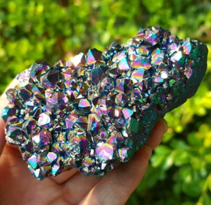 TOP 131G Colorful Angel Aura Titanium Crystal Cluster Geode Healing  YS43 - Picture 1 of 12