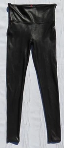 $98 SPANX Women’s S M Black Stretch Faux Leather Leggings Compression Slimming - Picture 1 of 5