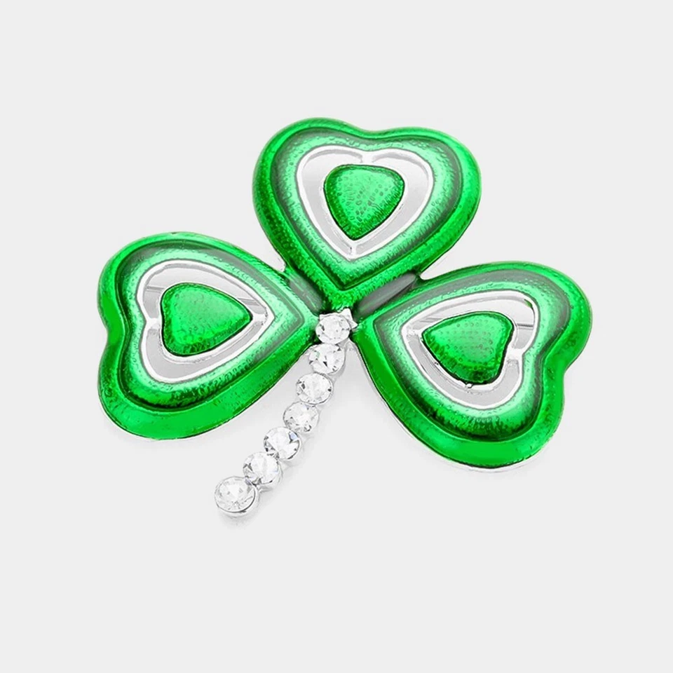 Broche de estrás trébol irlandés del día de San Patricio, regalo irlandés para ella Foto 1 de 1