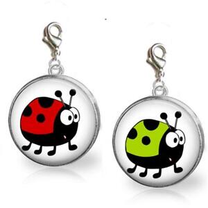 Cute Ladybug Glass Dome Clip On Charm Handcrafted Quality Jewelry
