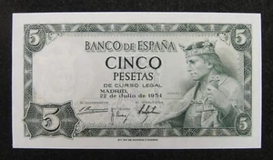 Spain 5 Pesetas BANKNOTE 1954 UNC - Picture 1 of 2