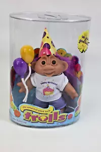The Original Good Luck Trolls by DAM - 5" - Happy Birthday - Purple Hair - NEW - Picture 1 of 7