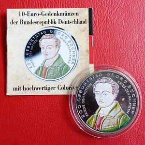 10 Euro Deutschland 2013 st / Georg Büchner / Gedenkmünze Teilkoloriert - Bild 1 von 2