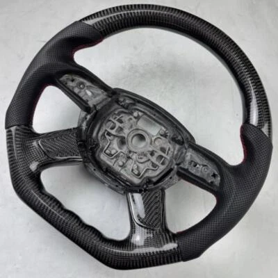 BLACK Carbon Fiber Flat Sport Steering Wheel For Audi 2013-2016 A4L A6L A7 A8 Q7 - Image 1 of 4