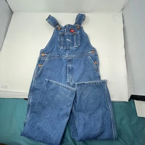 Dickies Youth Denim Overalls Size 7 Boy Blue Jean Bibs Cotton Adjustable Pockets - Picture 1 of 13