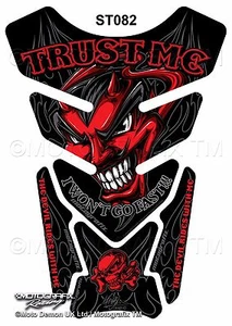 Red Devil Demon Lucifer Motorcycle Tank Pad Tankpad Motografix 3D Gel Protector - Picture 1 of 1