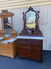65167 Antique Victorian Marble Top Dresser with Mirror