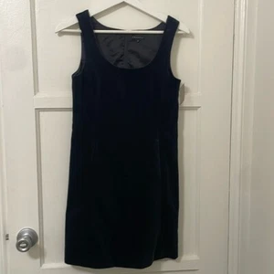 EUC Theory Dress Womens 0 Navy Blue Velvet V Neck Thick Strap Mini Length Preppy - Picture 1 of 9