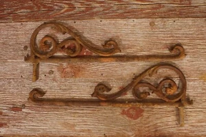 Antique Ornate Cast Iron Curtain Swing Arm Tiebacks 3 Architectural Salvage - Picture 1 of 1