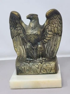 Vintage Messing Adler Figur mit Marmorsockel groß patriotisch skulptural Deko - Bild 1 von 15