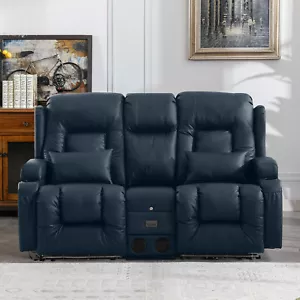 Faux Leather Reclining Sofa Power Recliner W/ Massage Heating Home Theater Seat - Picture 1 of 77