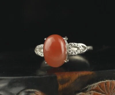 Anillo ajustable de plata con cuentas de jade natural de China antigua #49 Foto 1 de 4