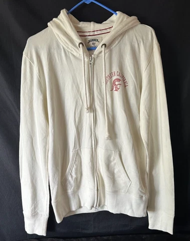 USC Trojans - Banner '47 - White Hoodie Full Zip Sweatshirt Ex. Large - NWOT Cover