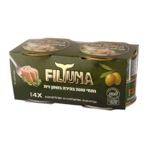 Filtuna 4 Lattine Pezzo Tonno Leggero In Olio Di Oliva Prodotto Kosher 4 X 158gr - Foto 1 di 1