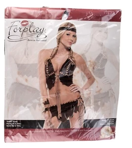 Forplay Tribal Treat S/M Native Costume Top Skirt Headband Tomahawk Used VG - Picture 1 of 14
