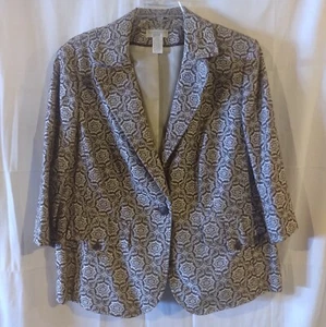Vintage Women's Brown and White  Blazer Jacket By Worthington Size 22w - Picture 1 of 10