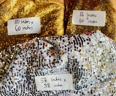 3 Big Piece Sequin Fabric for Arts Crafts Sewing Project Gold Silver Shiny Glitz - Image 1 of 4