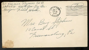 UNITED STATES 1944 FREE COVER SPOKANE TO FREEMANSBURG !! LM49 - Picture 1 of 2