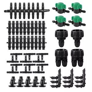 Kit de montaje de riego de púas de 128 piezas de 1/4", adaptador y conector de manguera de 3/4" a 1/4" - Imagen 1 de 12