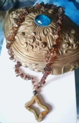 COLLANA ETNICA QUARZO SMOKEY BELLISSIMO PENDENTE DIASPRO PICTURE E LABRADORITE - Immagine 1 di 4