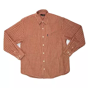 BKE 67 Buckle Mens Size Medium Long Sleeve Button Up Shirt Cotton Plaid Top Red - Picture 1 of 7