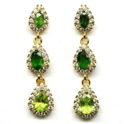 Wunderschöne Ohrringe mit Smaragden und Peridots - Bild 1 von 3