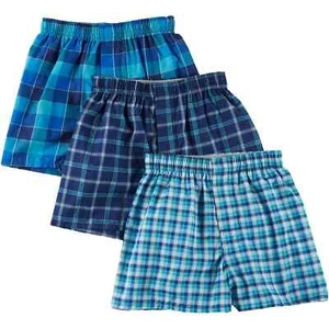 Hanes Boys Underwear 3 Pack Platinum Comfort Soft Plaid Boxers S - Picture 1 of 4