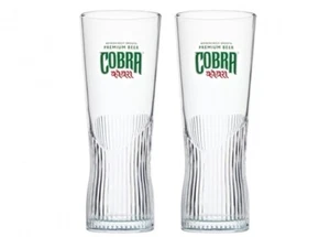 2x Cobra Indian Premium Beer One Pint 20oz Ribbed Glass Nucleated USED VGC M14 - Picture 1 of 9
