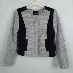 Jeanswest Jacket Womens Size 12 Grey & Black Knit Zip Front Longsleeve - Picture 1 of 12