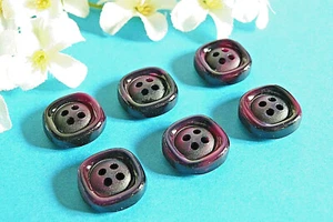 653B/ Splendid Buttons "Cassis" Marbled Plum Lot Of 6 Buttons Ep. 1970 - Picture 1 of 4