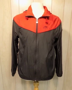 Chaqueta cortavientos vintage Nike cremallera completa con capucha negra roja para hombre M - Imagen 1 de 5