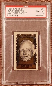 1963 Bazooka #37 Clark Griffith Chicago Cubs Original Baseball Card PSA 8 NM/MT - Picture 1 of 2