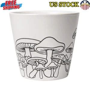 Round Ceramic Mushroom Planter Indoor Outdoor Drainage Hole Unique Design New - Picture 1 of 9
