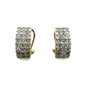 14k Yellow Gold Pave 0.96cttw Diamond Huggie Earrings - Picture 1 of 4