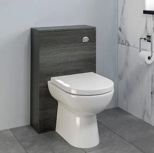 Bathroom Toilet Concealed Cistern Unit Pan Soft Close Seat Charcoal Grey 500mm - Picture 1 of 12