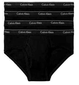 4 Calvin Klein Hip Briefs Cotton 4 Pack Black Men's Underwear Classic Fit NWT - Picture 1 of 5
