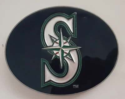 2010 MLB Seatle Mariners Baseball Belt Buckle Painted Silver Tone by Siskiyou Co - Image 1 of 4