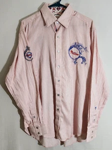 Camicia da uomo Robert Graham bordata L Philadelphia Phillies MLB bottone gesso - Foto 1 di 12