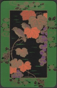Playing Cards Single Card Old Vintage Named LACQUER Oriental Birds FLOWERS Art A - Picture 1 of 3