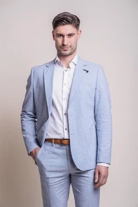 Cavani Men’s Slim Fit Suit Textured Linen Blend 2-PC Set Clearance Sale Was £225 - Picture 1 of 11